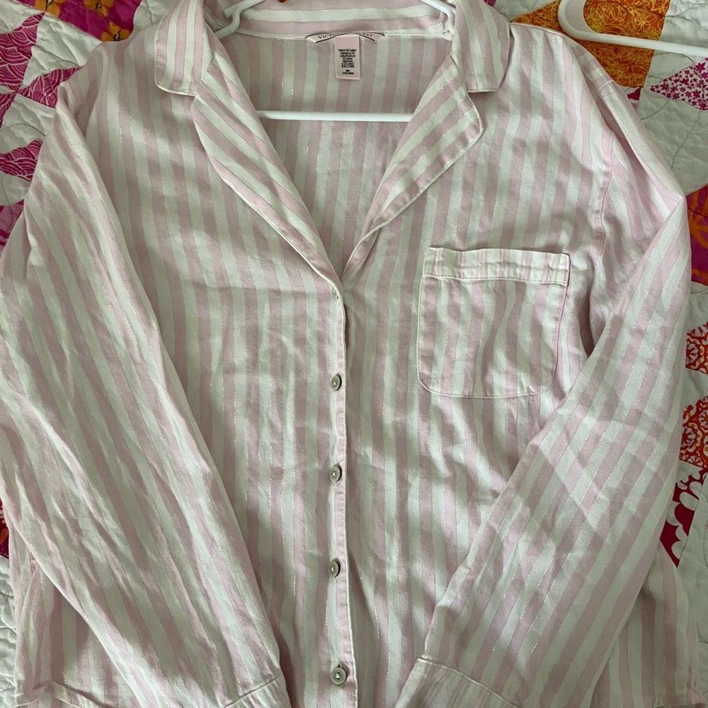Victorias Secret Pink and White Stripe Pj Set